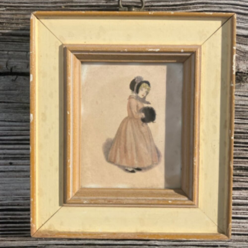 Vintage Victorian Artwork Cottagecore wood framed home decor